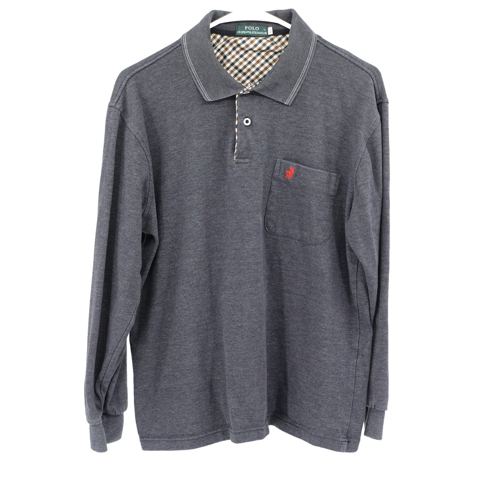 Ralph Lauren Polo Shirt SZ M Long Sleeve Front Pocket Preppy Collegiate Academic